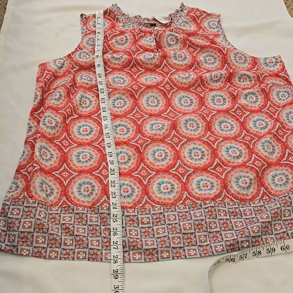 Talbots Sleeveless Red White Floral Print Blouse womens  Size 1X cotton - Picture 6 of 8